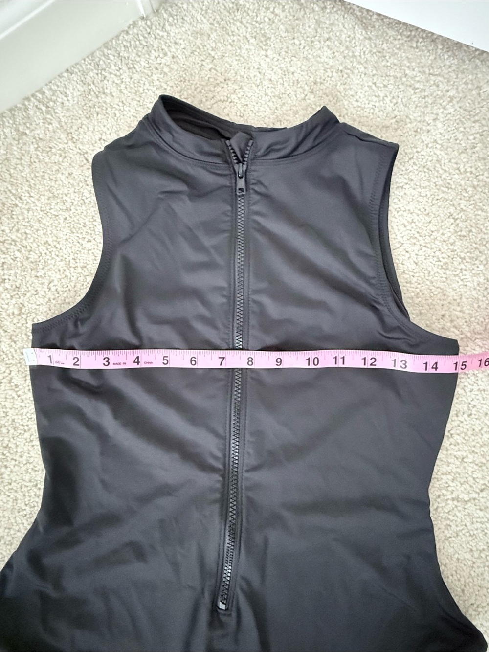 SKIMS Sleeveless Black Zip-Front Swimsuit in Color Onyx - Picture 9 of 11